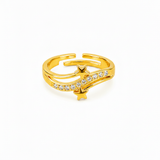 Elegant Star Open Ring with Cubic Zirconia Stones