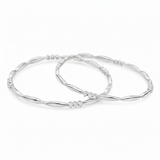 925 Silver Elegant Twisted Bangles with Cubic Zirconia
