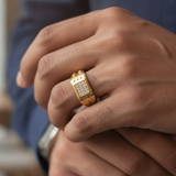 Premium Square Cluster Crystal Band Ring for Men