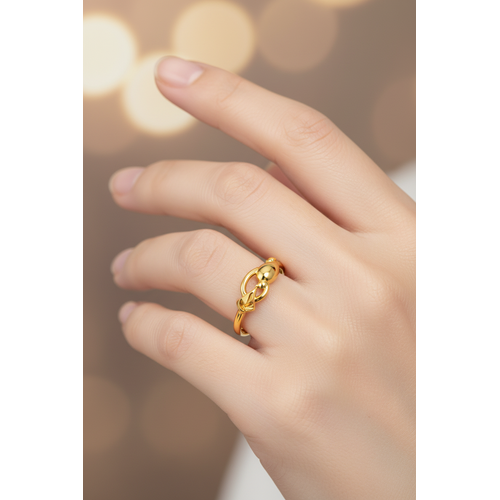 NXGOLD Elegant Gold Women’s Ring with Leaf & Loop Design