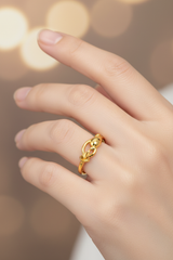 NXGOLD Elegant Gold Women’s Ring with Leaf & Loop Design