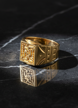 NXGOLD Royal Engraved Square Signet Gold Ring for Men