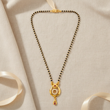 NXGOLD Traditional Gold-Tone Mangalsutra with Floral Crystal Pendant