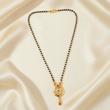 NXGOLD Traditional Gold-Tone Mangalsutra with Floral Crystal Pendant