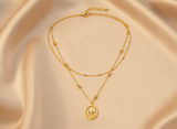Golden Daisy Flower Layered Necklace for Women