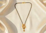 NXGOLD Traditional Gold-Tone Mangalsutra with Floral Crystal Pendant