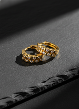 NXGOLD Geometric Crystal Gold-Toned Huggie Hoop Earrings for Women