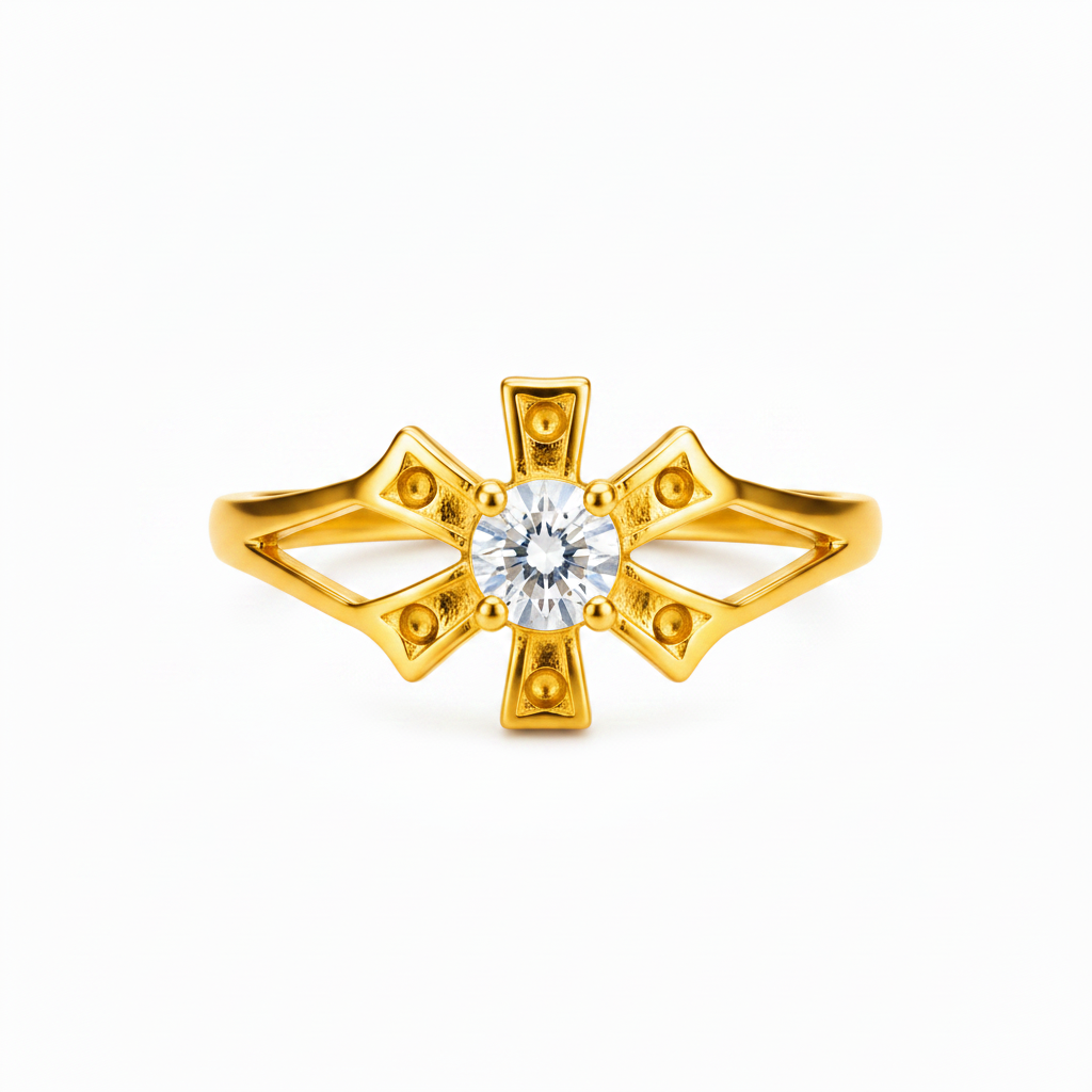 Trendy Sunburst Cubic Zirconia Ring for Women & Girls