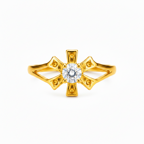 Trendy Sunburst Cubic Zirconia Ring for Women & Girls