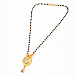 NXGOLD Traditional Gold-Tone Mangalsutra with Floral Crystal Pendant