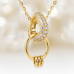Golden Crystal Link Pendant Necklace for Women
