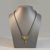 NXGOLD Designer Black Bead Mangalsutra with CZ Leaf Pendant
