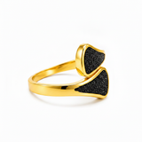 Black Glitter Open Adjustable Ring for Women