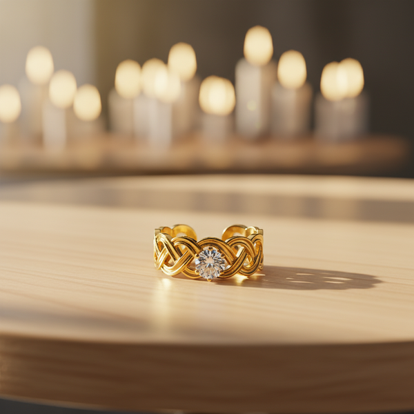 Elegant Anti-Tarnish Infinity Twist Ring with CZ Stone
