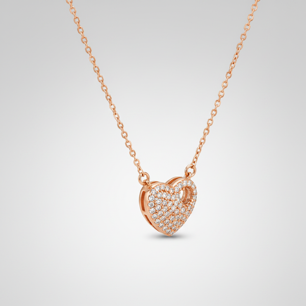 Dazzling Rose Gold Heart-Shaped Pendant Necklace