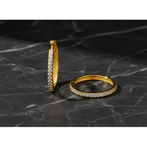 NXGOLD Classic Crystal Gold-Toned Hoop Earrings for Women