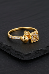 NXGOLD Royal Geometric Diamond Accent Gold Ring for Women