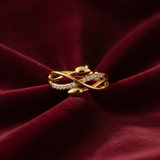 NXGOLD Infinity Leaf CZ Adjustable Ring for Women