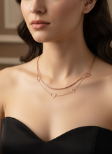 Elegant Rose Gold Double Layer Heart Charm Pendant Necklace