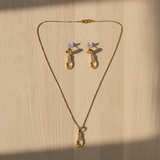 Premium Oval Link Pendant Necklace & Matching Earrings