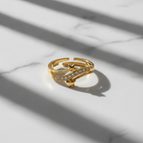 Elegant Star Open Ring with Cubic Zirconia Stones