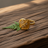 Classic Floral Leaf Stone Studded Ring for Women