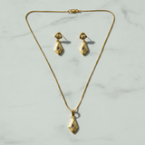 Luxury CZ Diamond Shape Pendant Necklace & Earrings Set