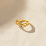 Elegant Wave Infinity Stone Studded Ring for Women