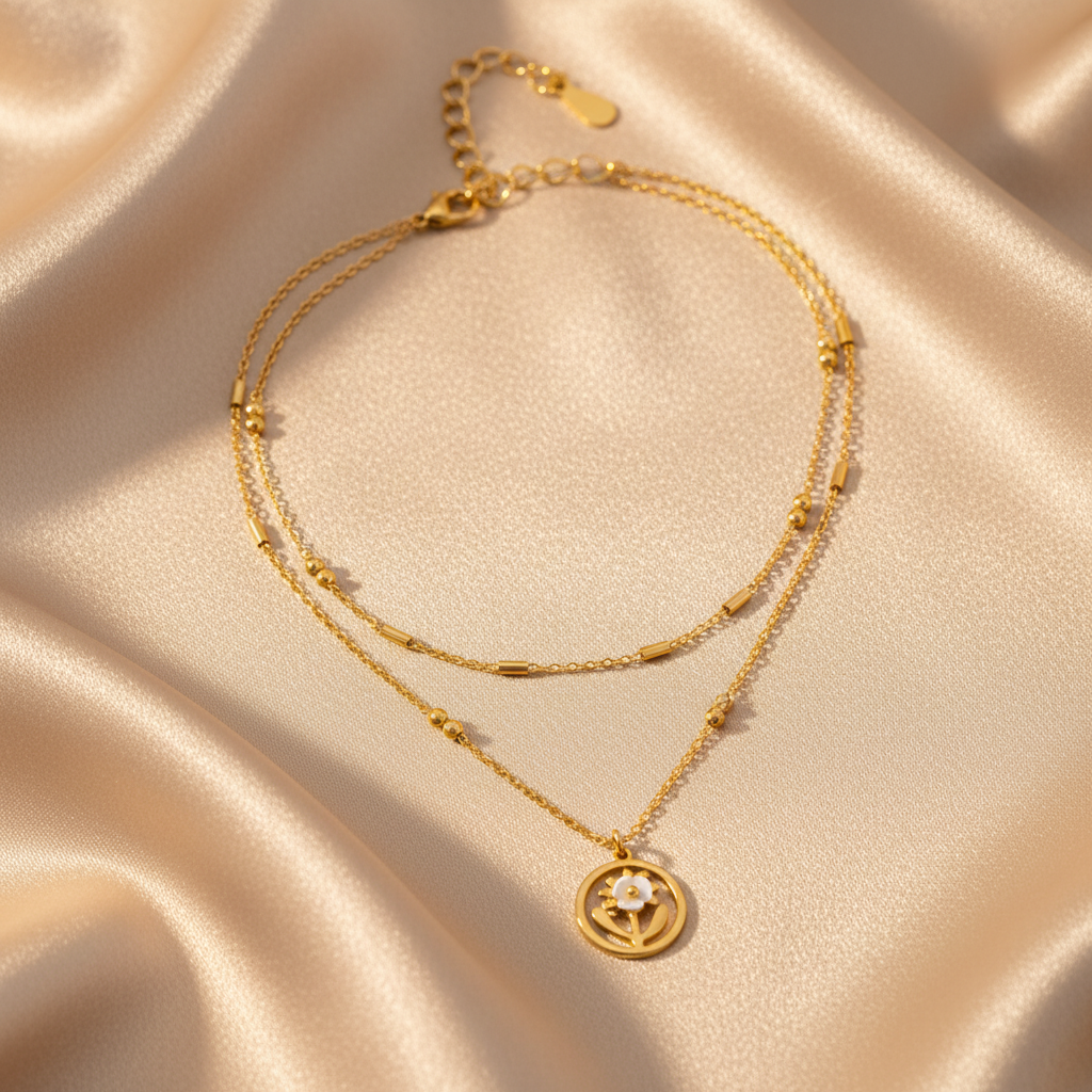 Golden Daisy Double Layer Necklace for Women