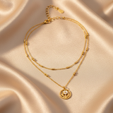 Golden Daisy Double Layer Necklace for Women
