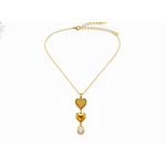 Golden Double Heart Crystal Pendant Necklace for Women