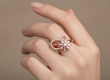 Rose Gold Floral Crystal Ring for Girls & Women