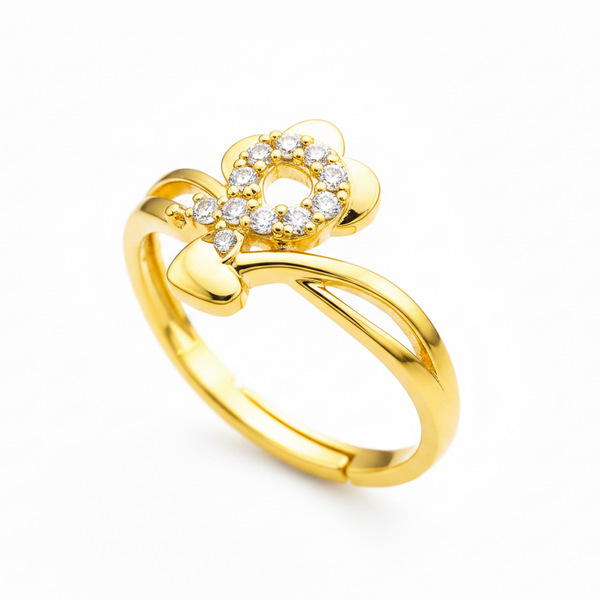 Floral Heart CZ Adjustable Ring for Women