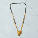 NXGOLD Royal Heritage Black Bead Mangalsutra with Antique Peacock Pendant