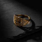 Elegant Wave Filigree Gold Plated Ring for Women