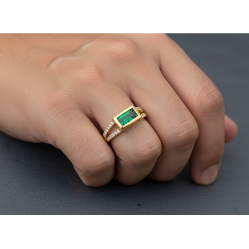 NXGOLD Emerald Royale Dual Band Adjustable Ring