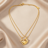 Luxury Gold Double Layer Heart Necklace for Women & Girls