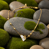 Elegant Gold Butterfly & Bead Chain Necklace