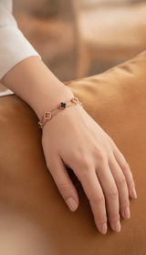 Rose Gold Double Layer Black Clover Bracelet for Women