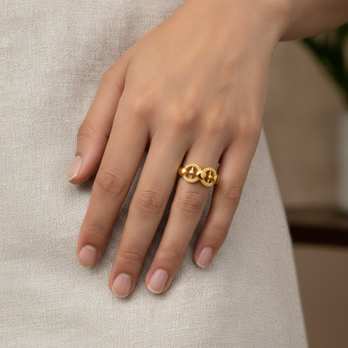 NXGOLD Elegant Twin Circle Heritage Adjustable Ring for Women