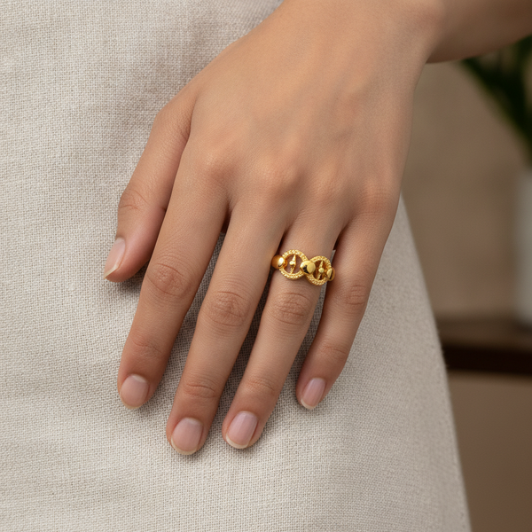NXGOLD Elegant Twin Circle Heritage Adjustable Ring for Women