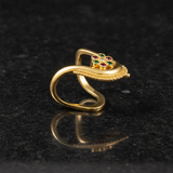 Elegant Navratna Floral Adjustable Ring for Women
