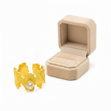 NXGOLD Leaf Adjustable Ring with Solitaire CZ Stone for Women