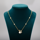 Graceful Swan Pearl Necklace with Sparkling CZ Stones