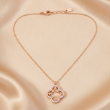 Rose Gold Crystal Clover Pendant Necklace for Women