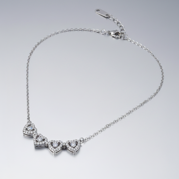 Love Sparkle Triple Heart Necklace for Women