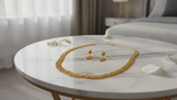 NXGOLD Premium Gold Beaded Choker Necklace Set with Matching Earrings