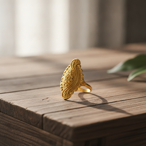 NXGOLD Traditional Floral Filigree Adjustable Ring for Women