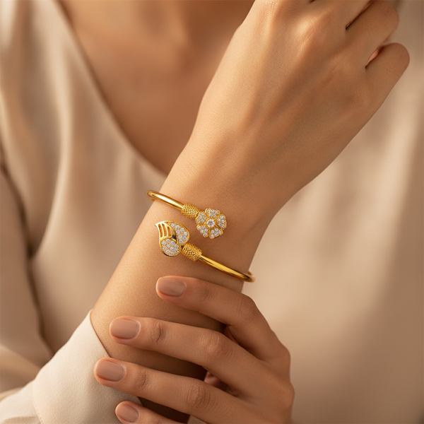 Luxury Bloom CZ Open Cuff Bracelet for Women & Girls