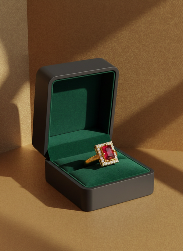 NXGOLD Ruby Royale Halo Ring